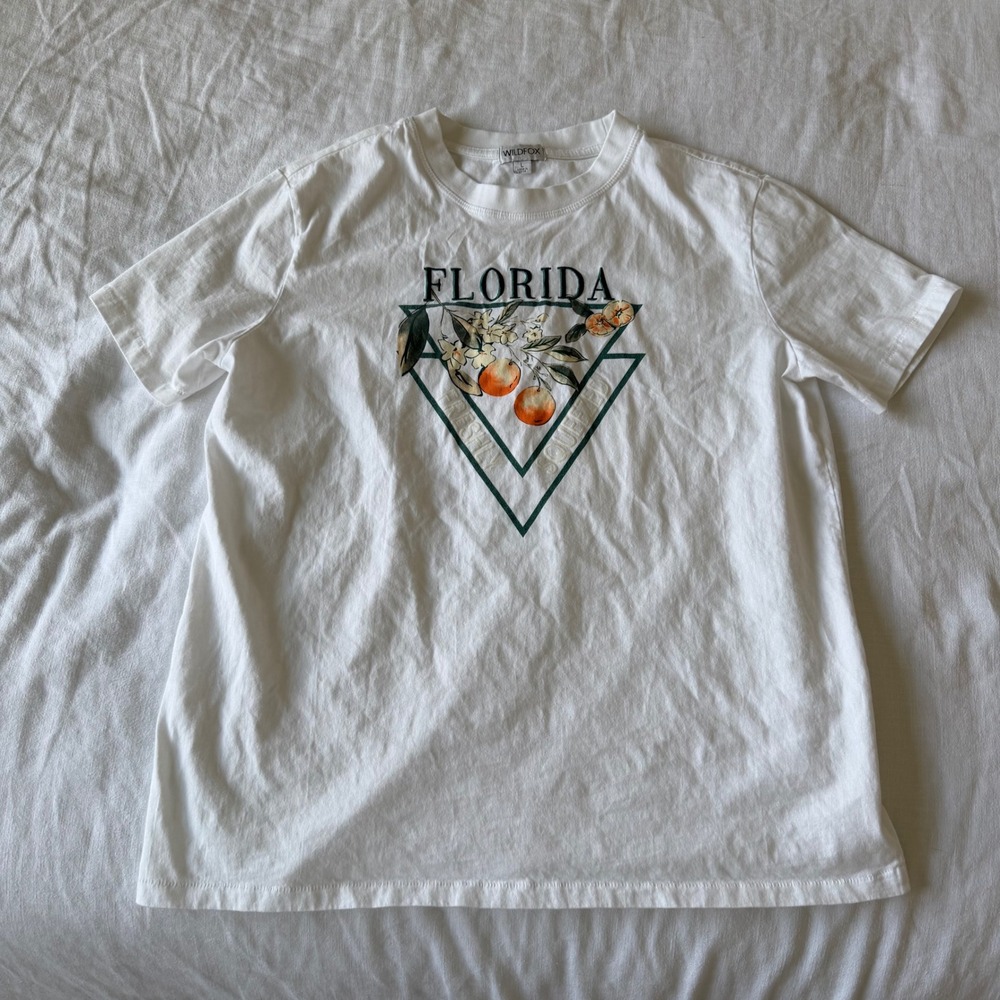 Wildfox Florida Orange Blossom Tee White Cotton T-Shirt Large WF008688 - Picture 4 of 8